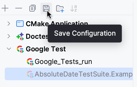 Saving temporary test configuration