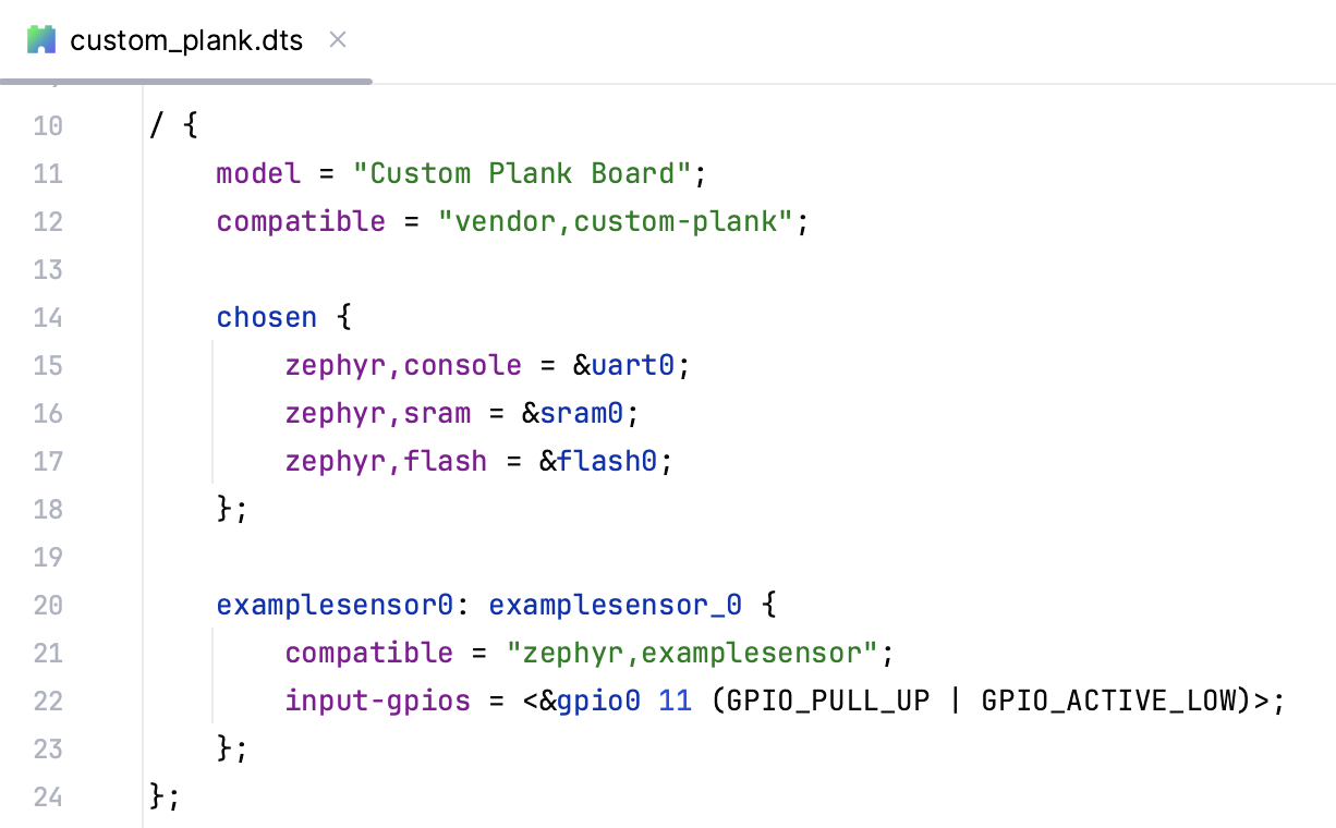 Syntax highlighting and code formatting for device tree