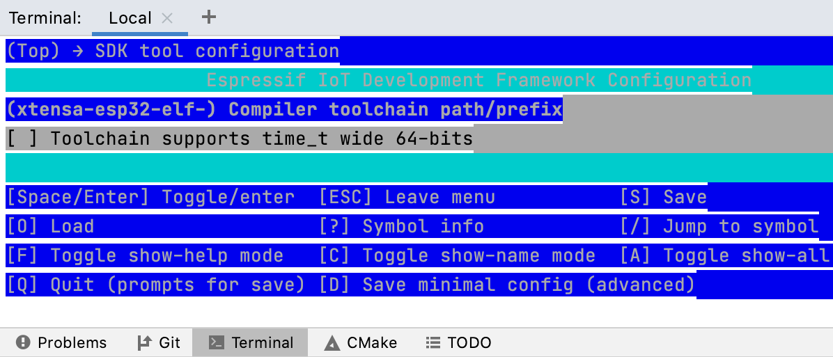 Configuration menu