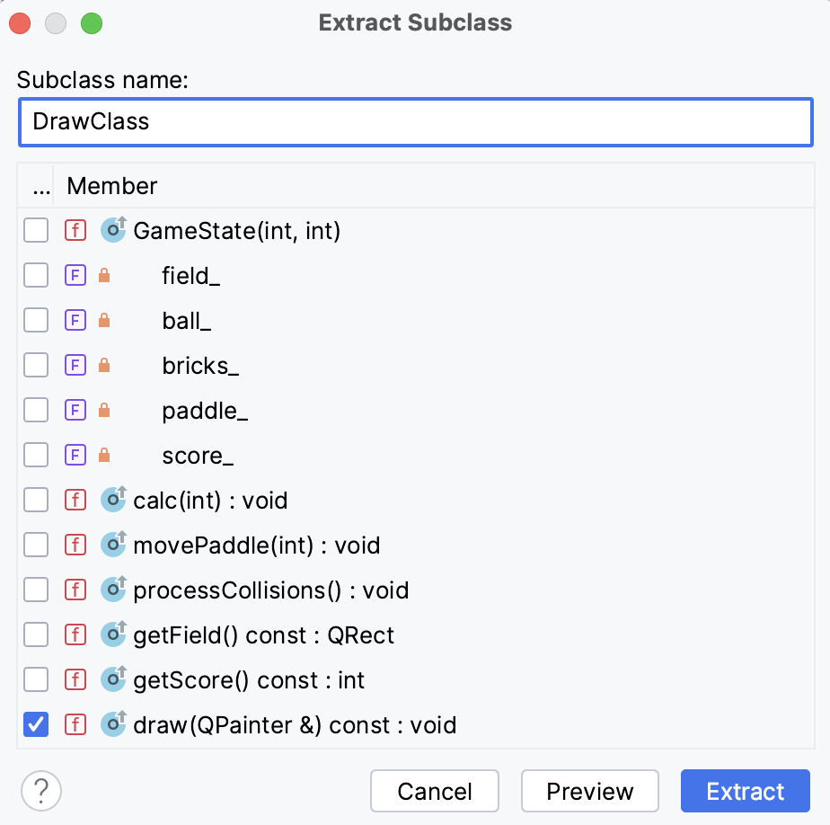 Extract subclass