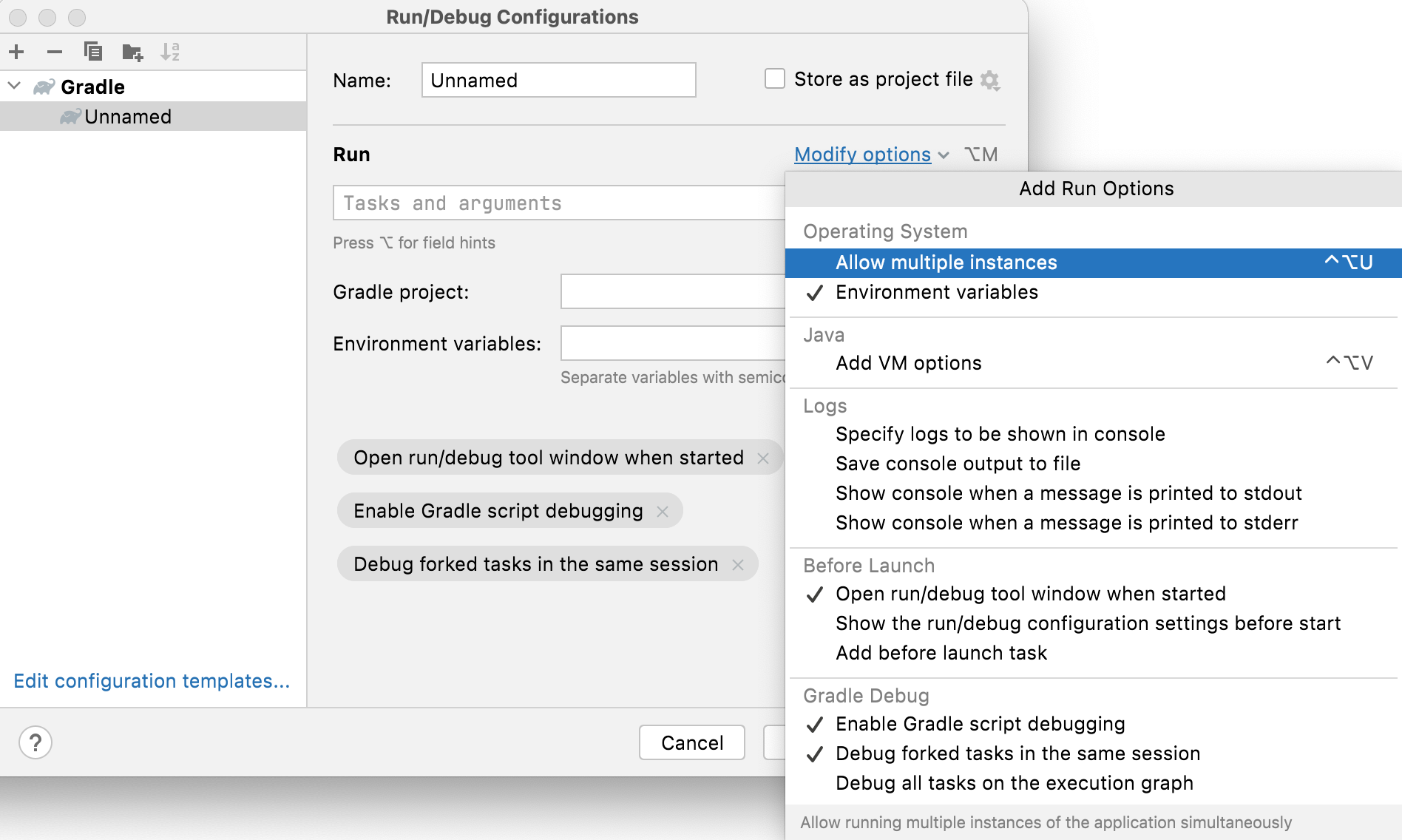 Gradle configuration settings