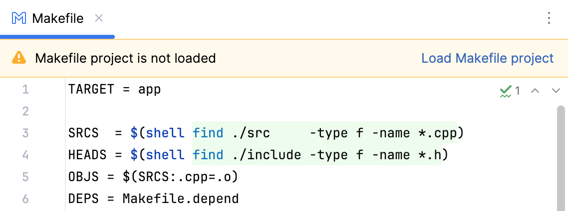 Load Makefile project notification