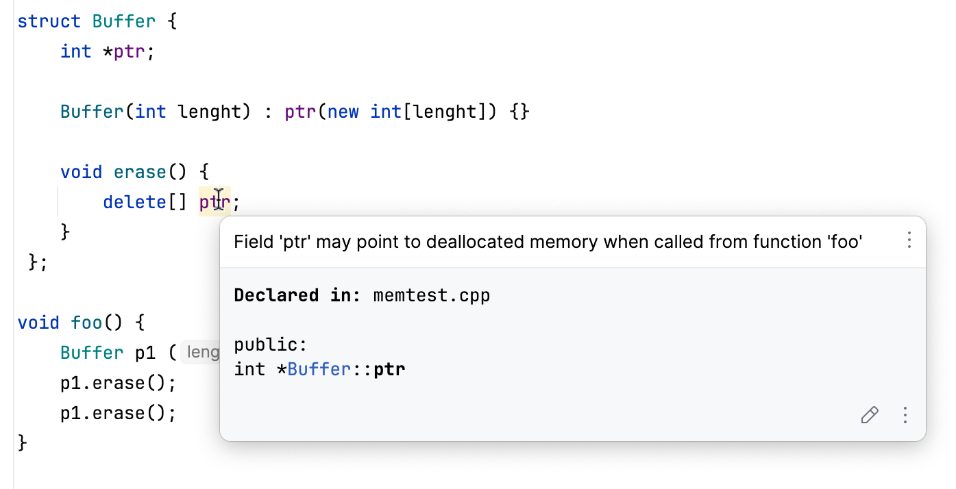 Detecting a Pointer to deallocated memory