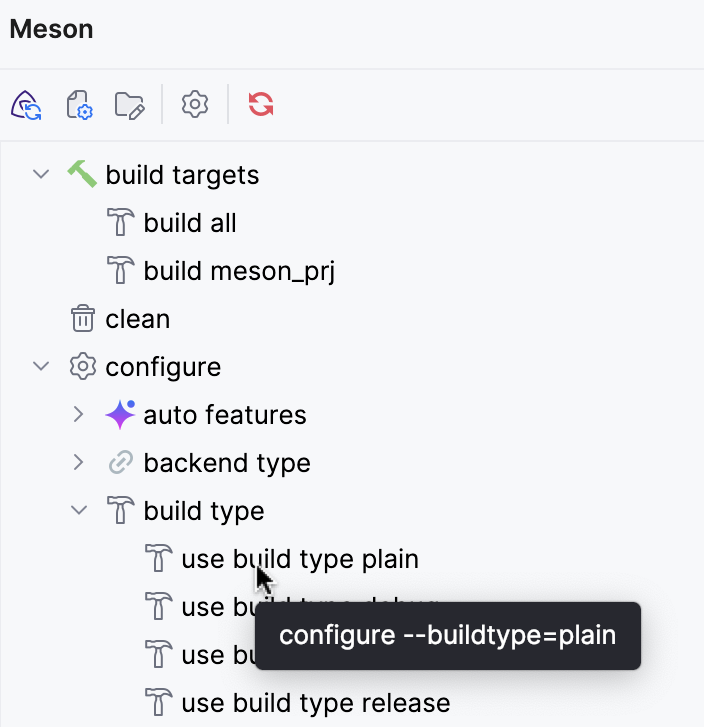 Meson tool window tooltips