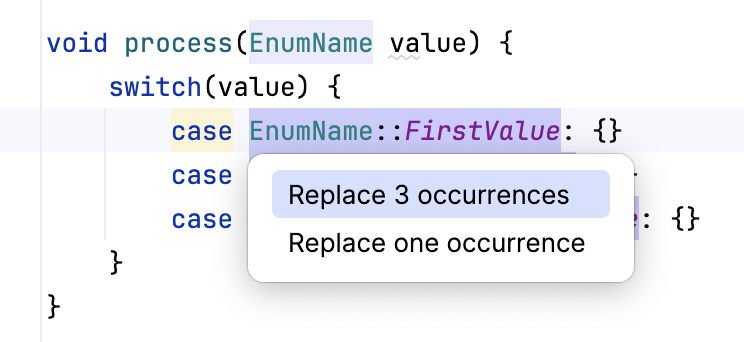 Introduce Using Enum multiple occurrences