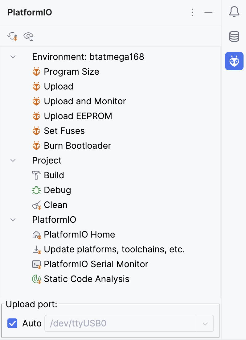 PlatformIO tool window