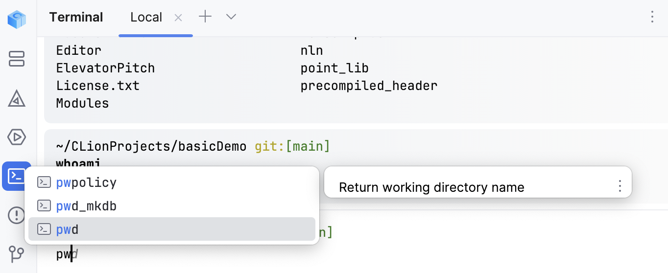 Cl terminal completion