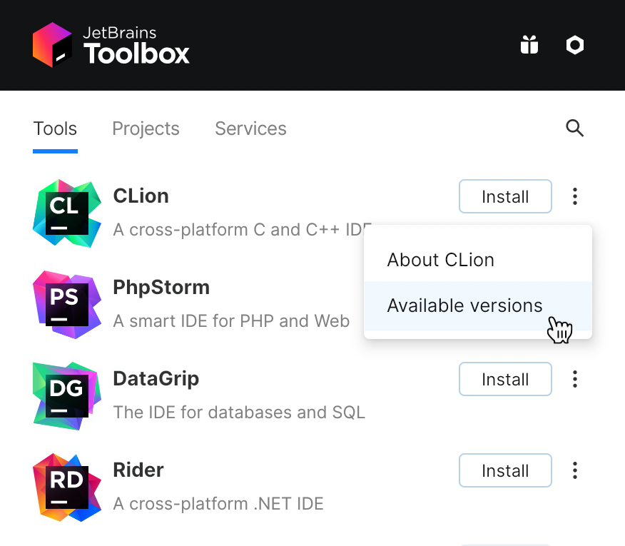 CLion in the Toolbox App CLion in the Toolbox App