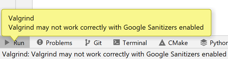 Warning about Valgrind with Google Sanitizers