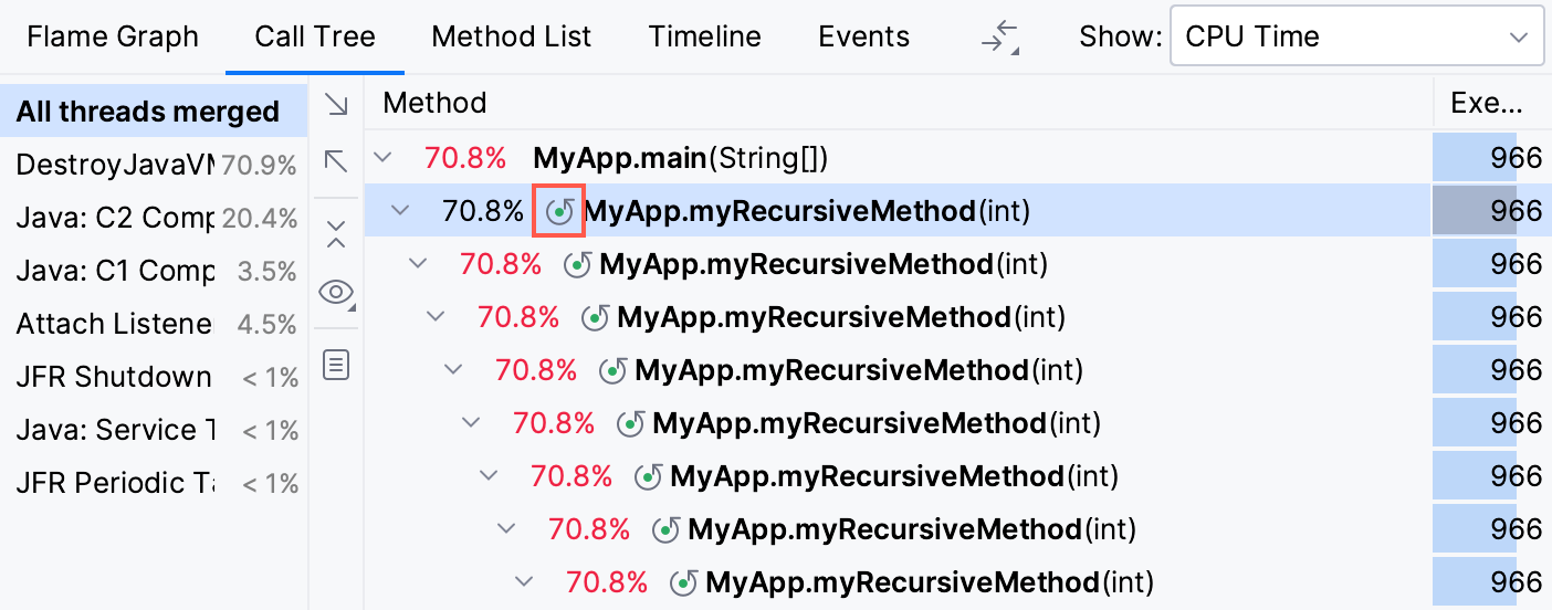 Collapse recursive calls button