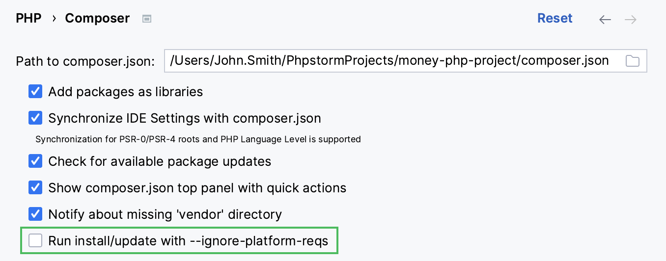 Enable Composer option in settings