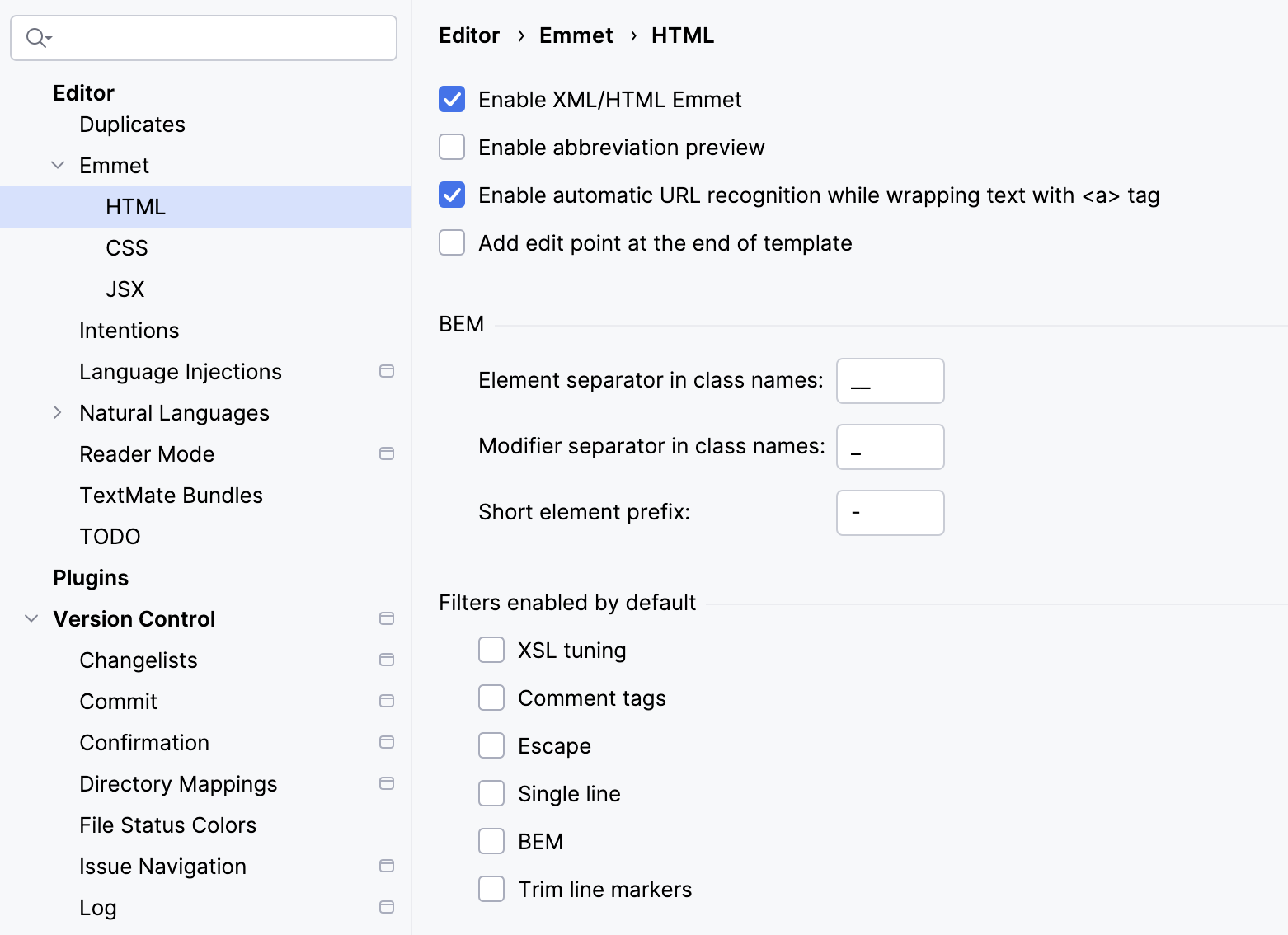 Configuring Emmet