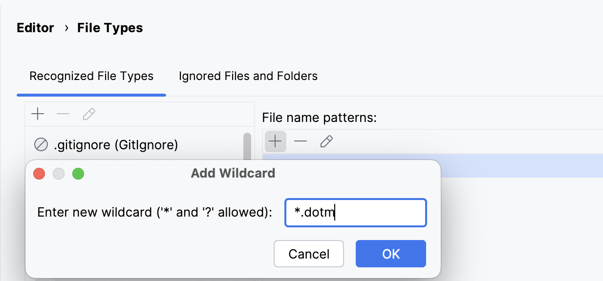 IntelliJ IDEA: Change association between file type and related filename patterns