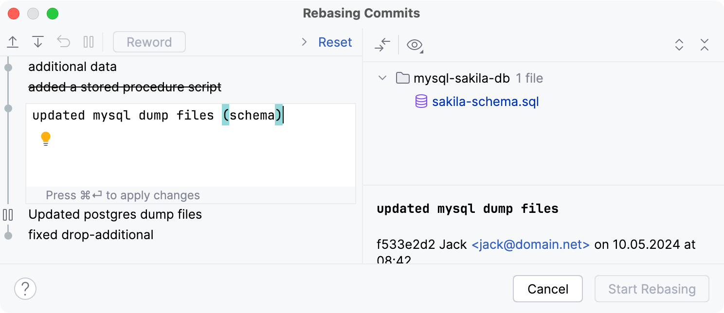 Interactive Rebase graph