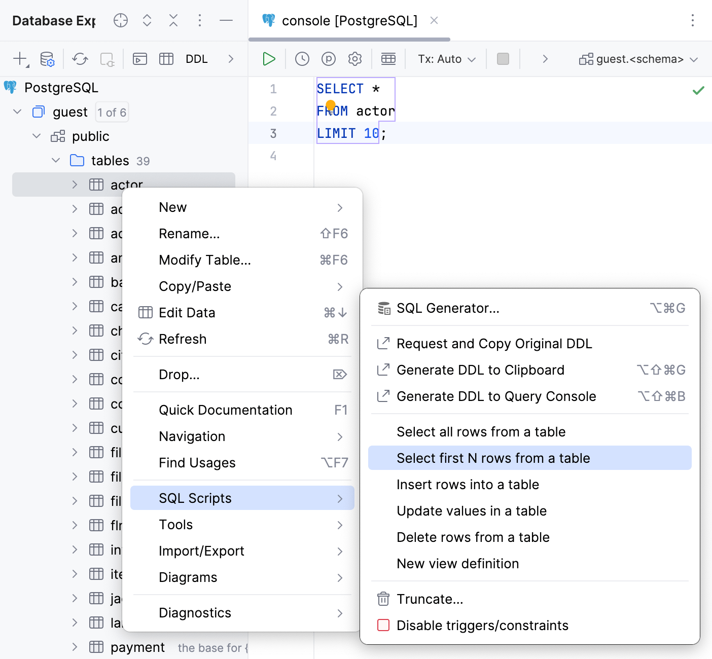 Apply context templates to database objects