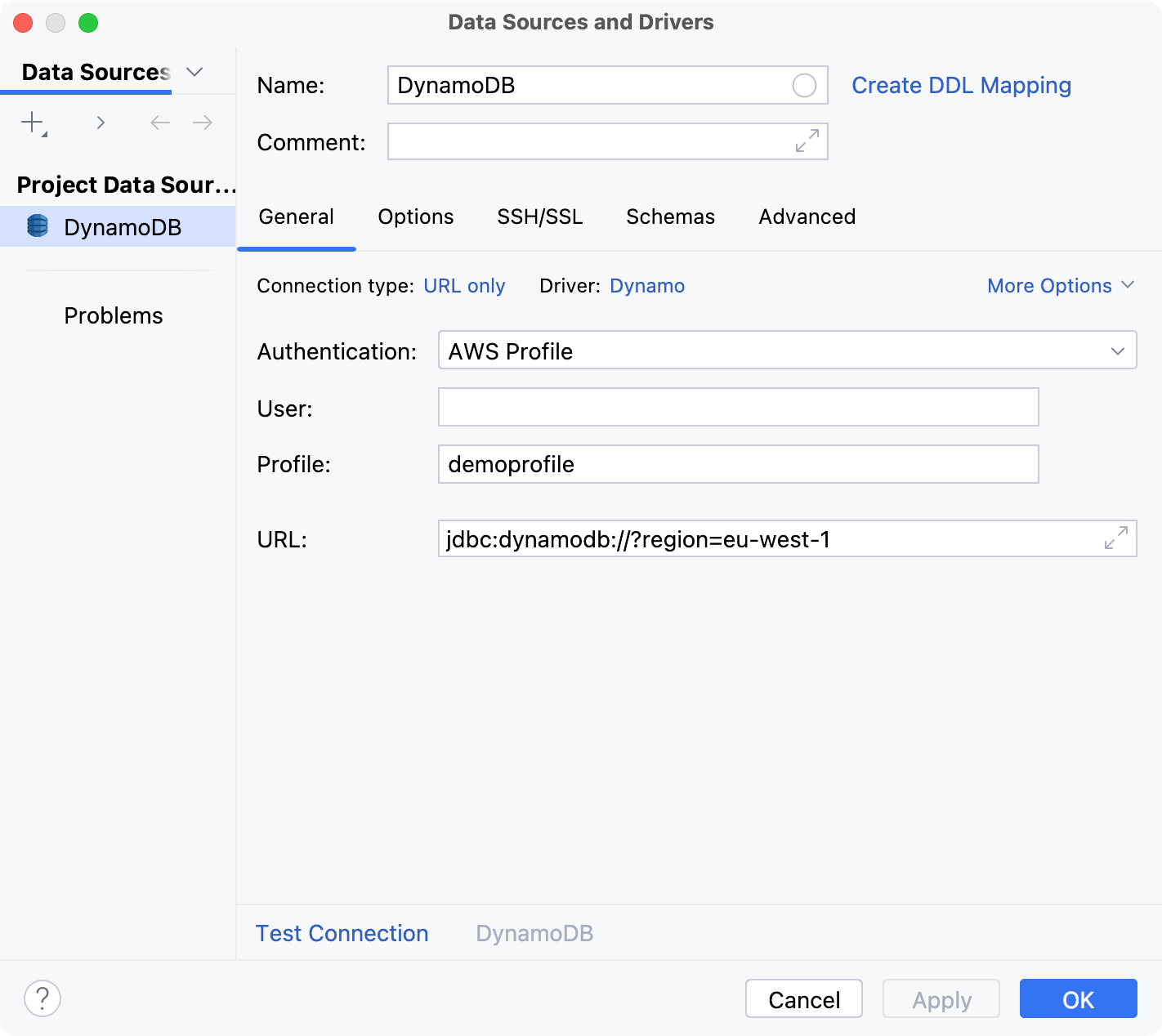 Database connection details