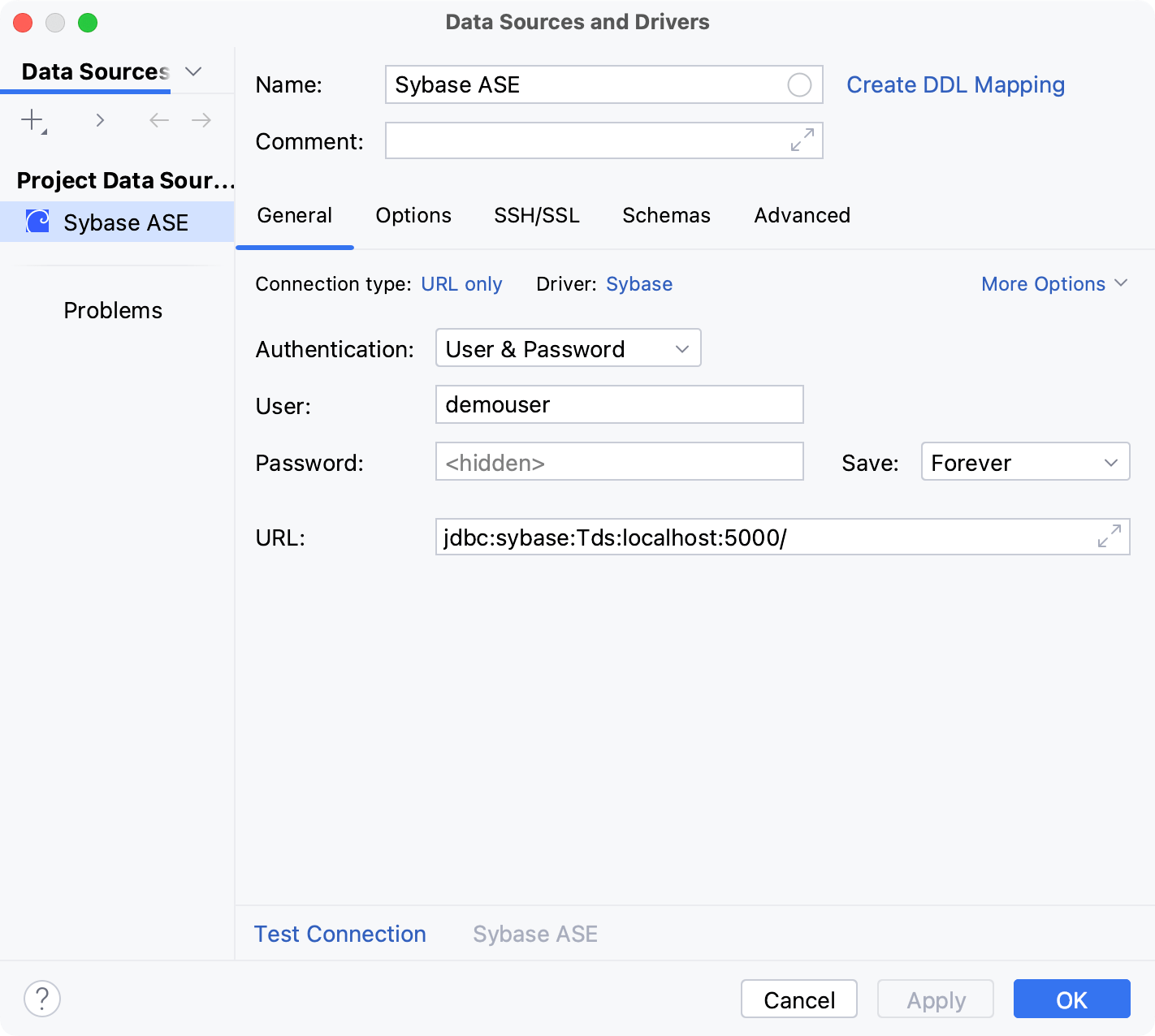 Database connection details