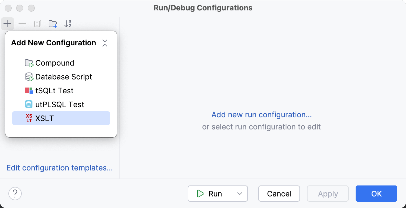 Create XSLT run configuration