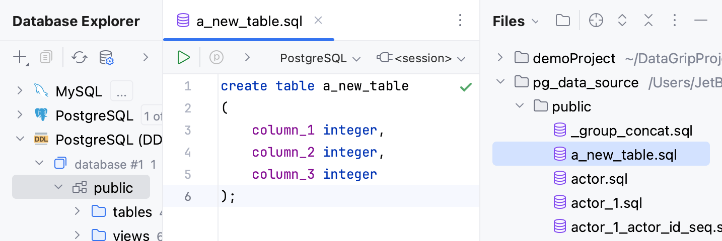 Creating objects in the DDL data source