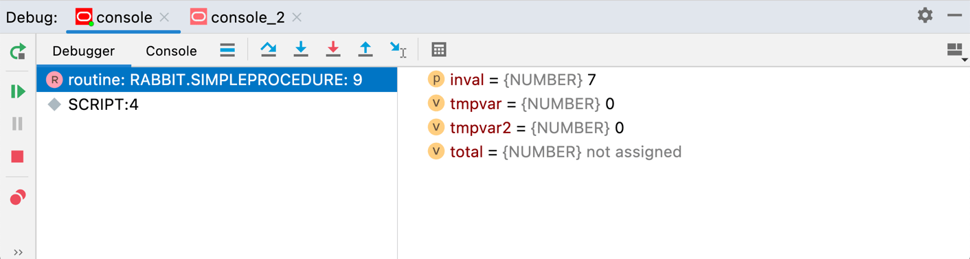 Debug tool window overview