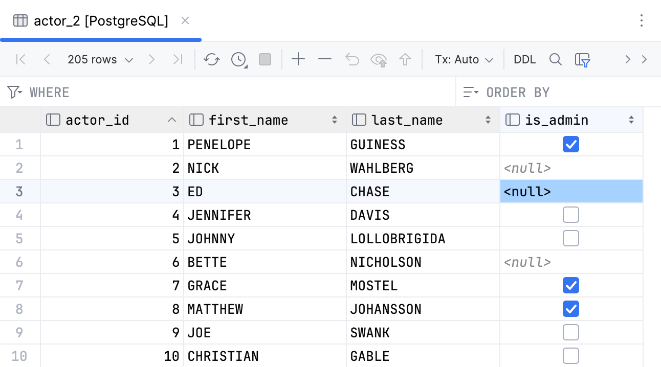 Display boolean values as checkboxes