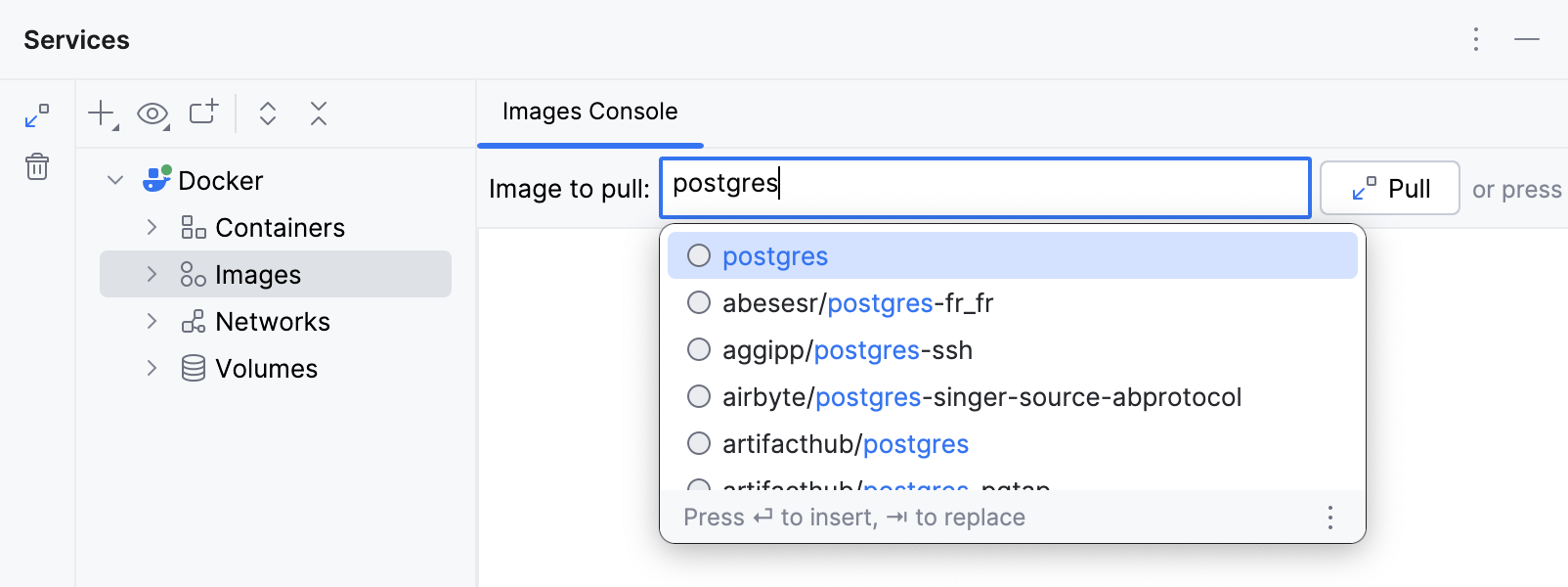 Pull the Docker image with PostgreSQL