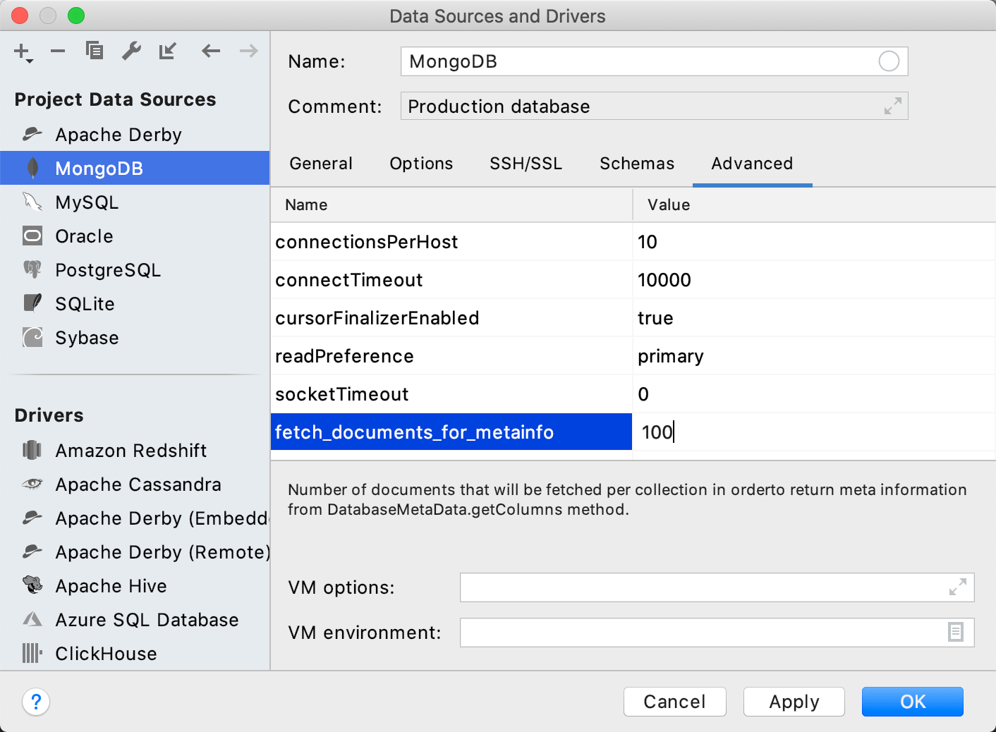 Fetch more fields for MongoDB introspection