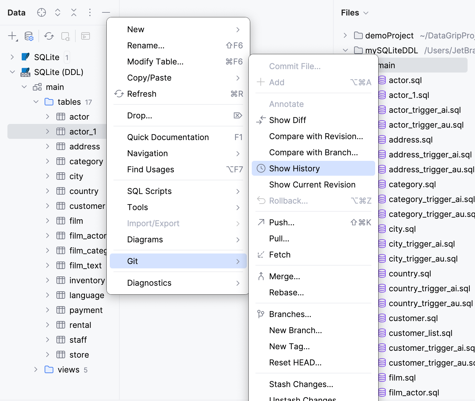 File-related actions