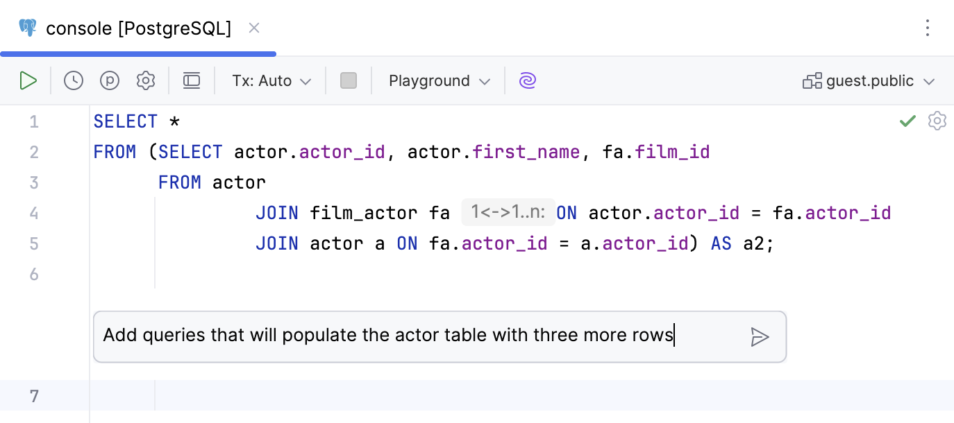 Input field in the editor