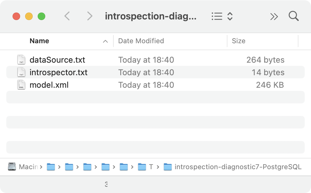 Introspection diagnostic files in the file browser window