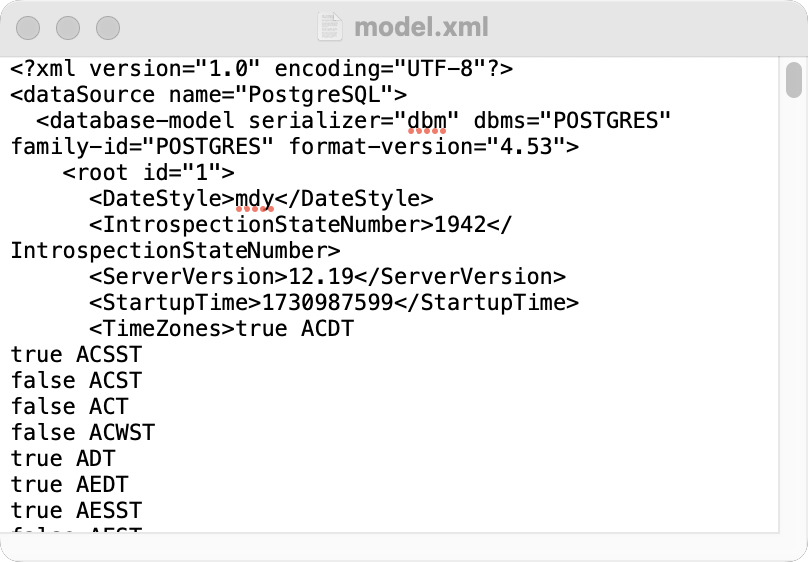 Example of the model.xml file