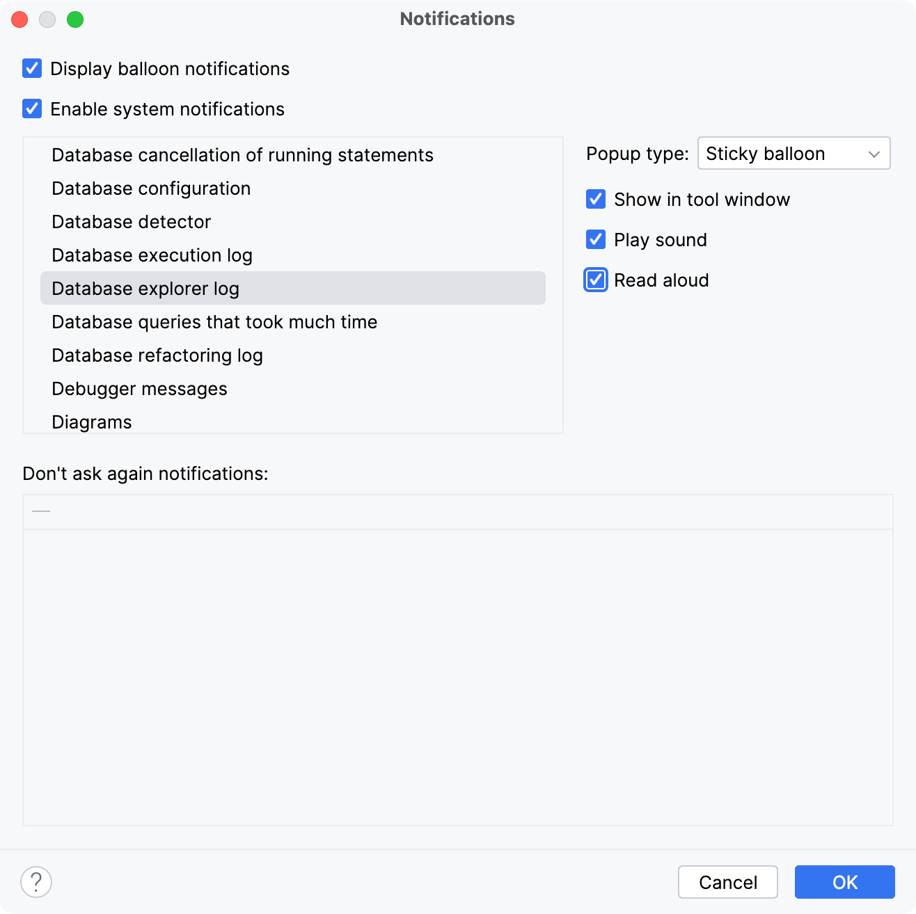 Configuring notifications settings