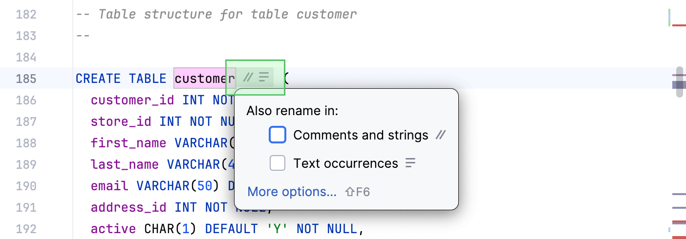 Rename the element inline