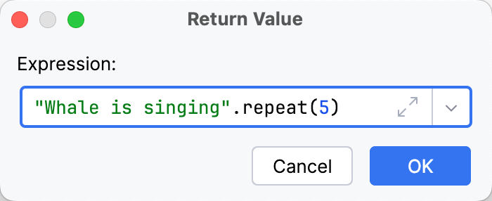 Return Value dialog