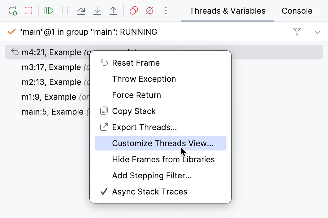 Customize Threads View item in the menu