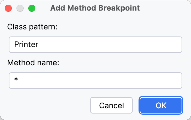 Add method breakpoint dialog