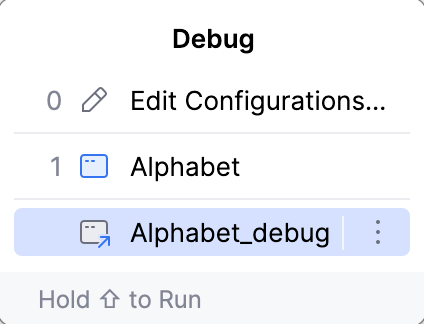 The Debug popup