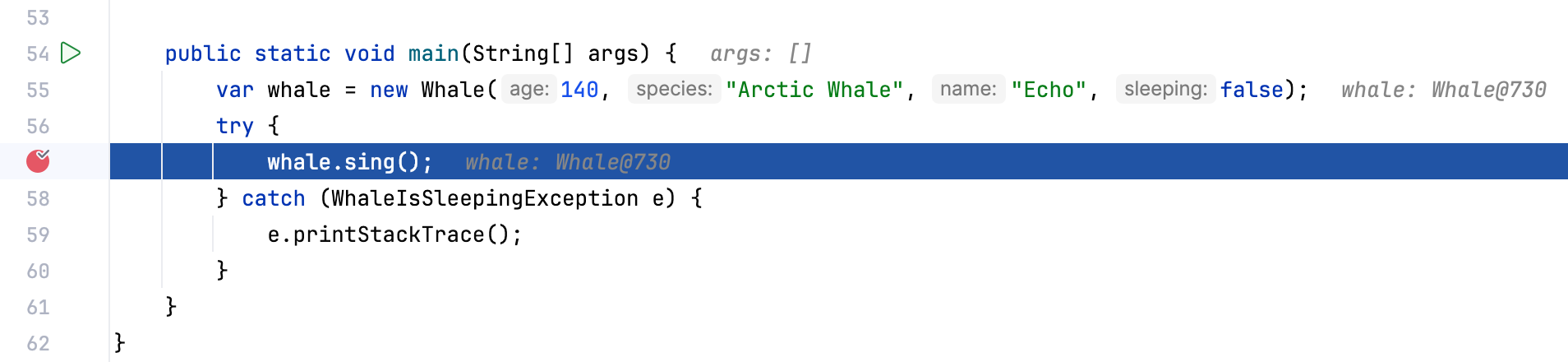 Inline variables view and execution point for the current session