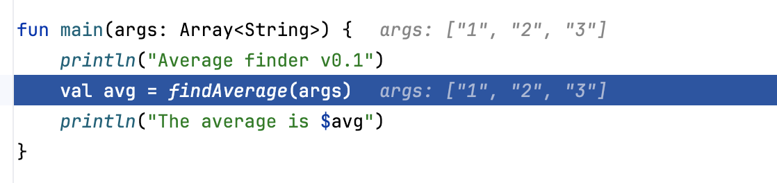 Inline debugging shows variable values right at the line where the respective variables are used