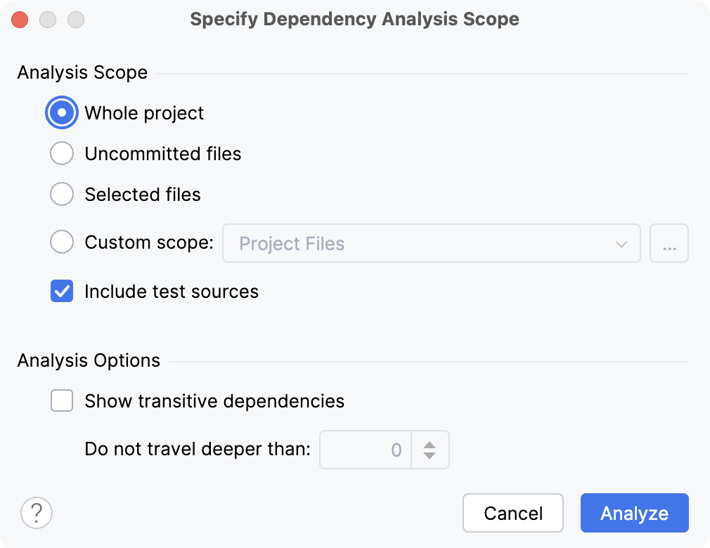 Selecting the scope of the analysis