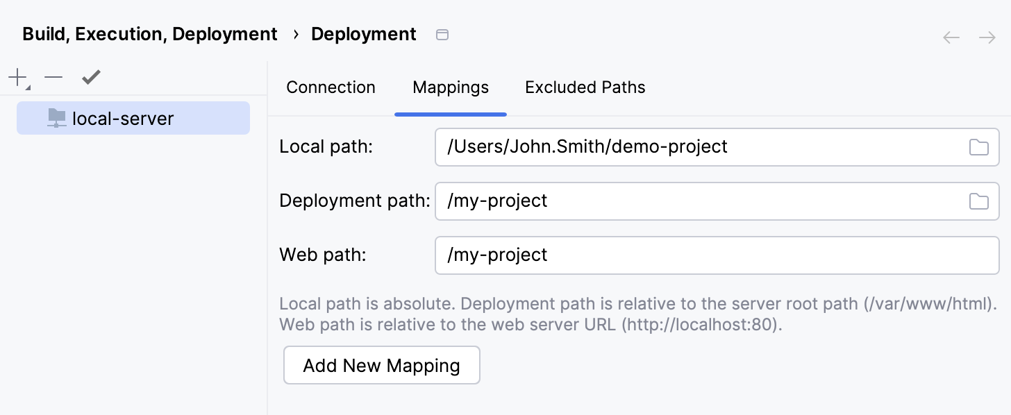 Deployment Mappings tab