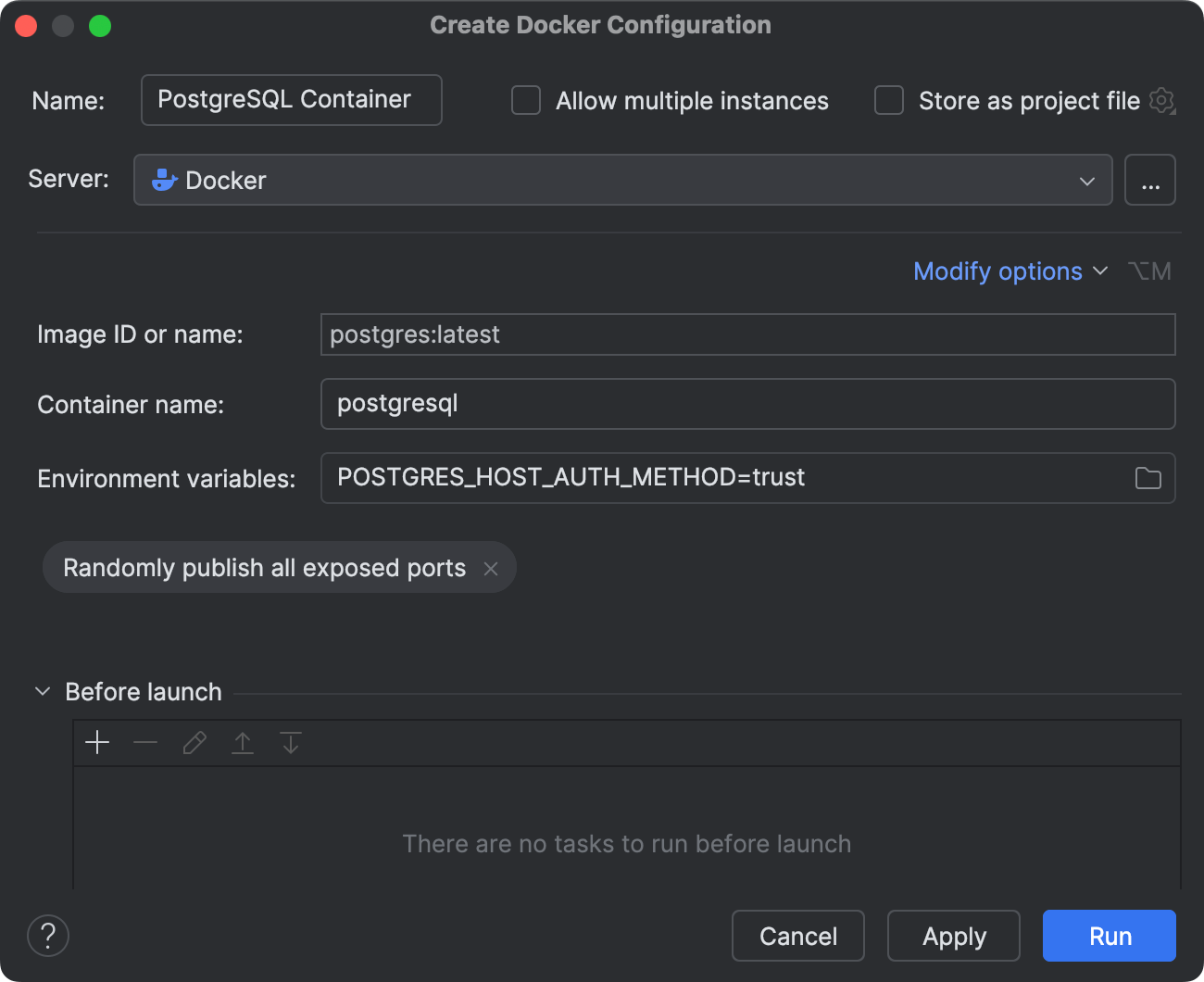 Run a database in a Docker container | DataGrip Documentation