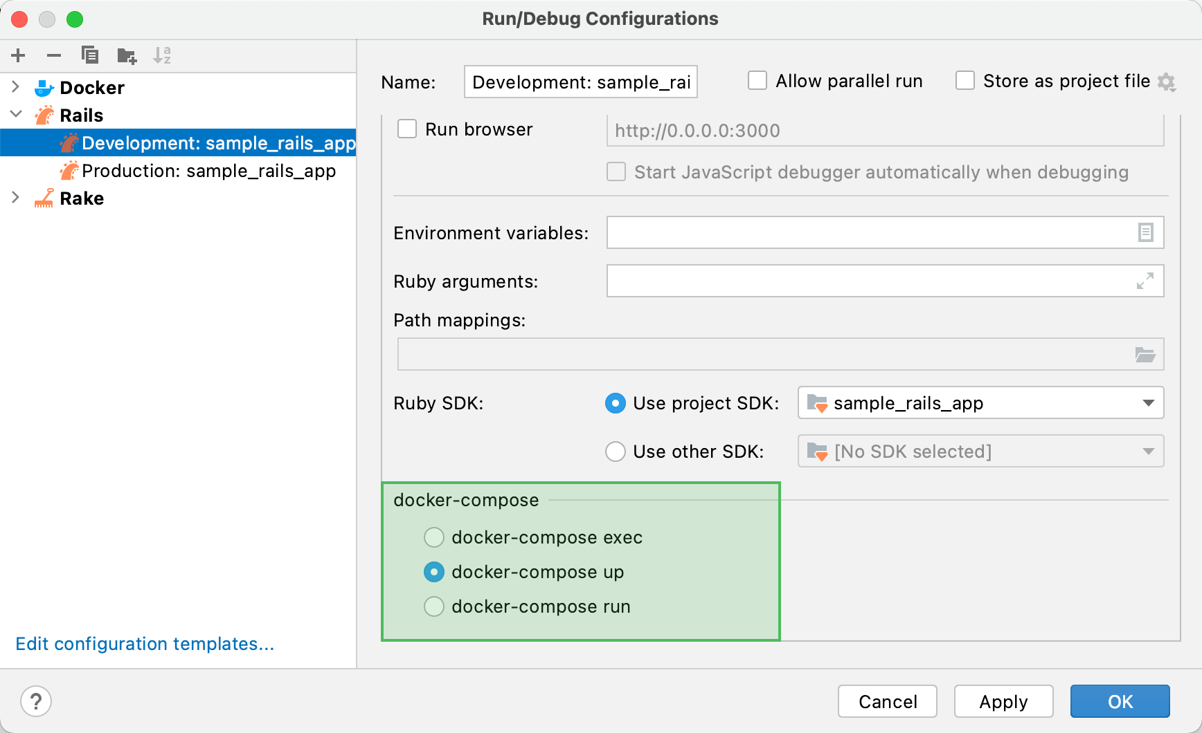 Run/Debug Configurations dialog