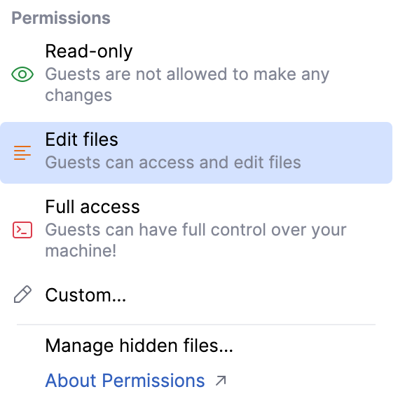 Edit files permissions