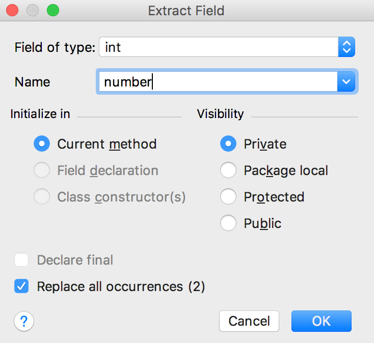 Extract Field Dialog