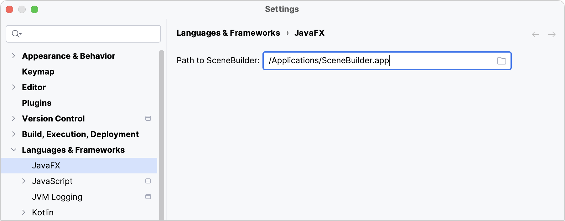 Specifying path to SceneBuilder