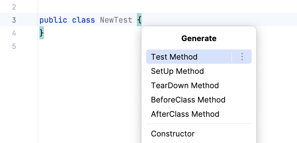 Generating a new test method