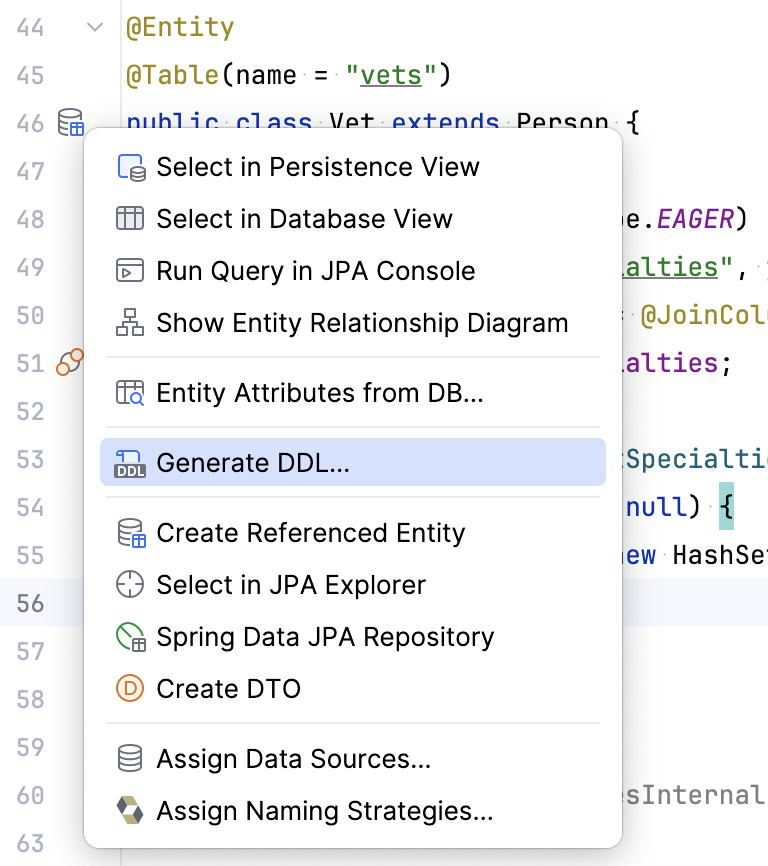 Generate DDL by Entity