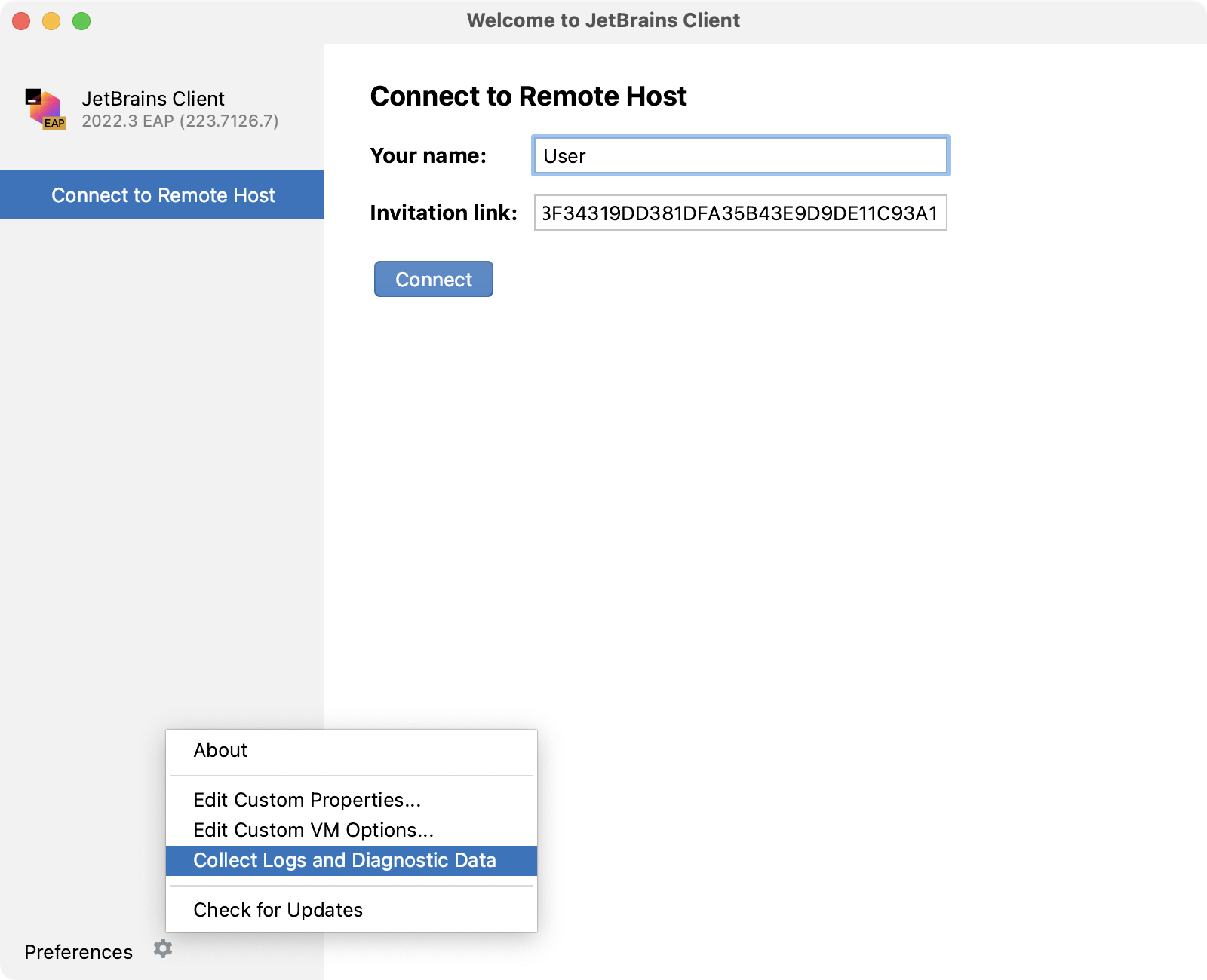 Collect Host and Client logs