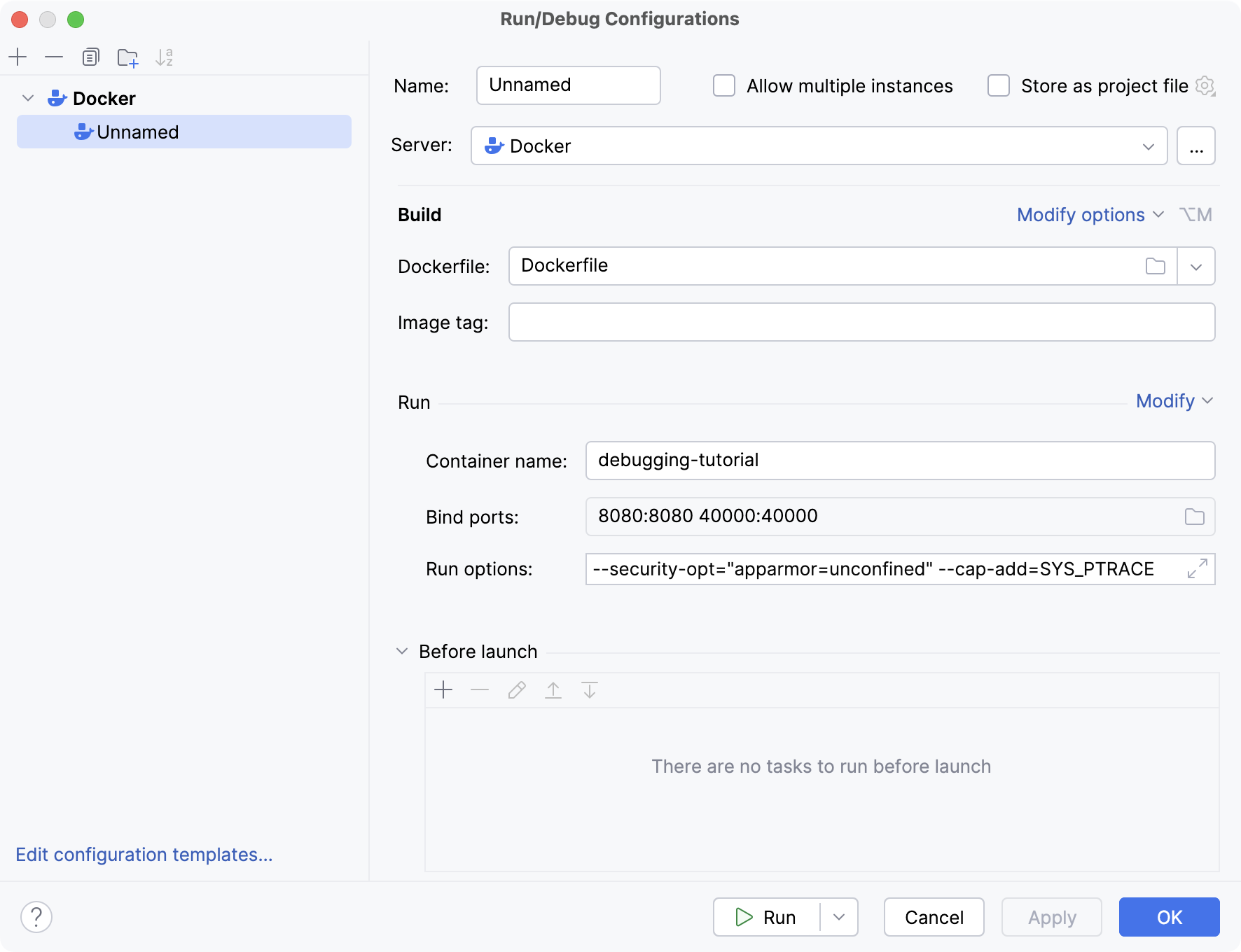 Create a Dockerfile configuration